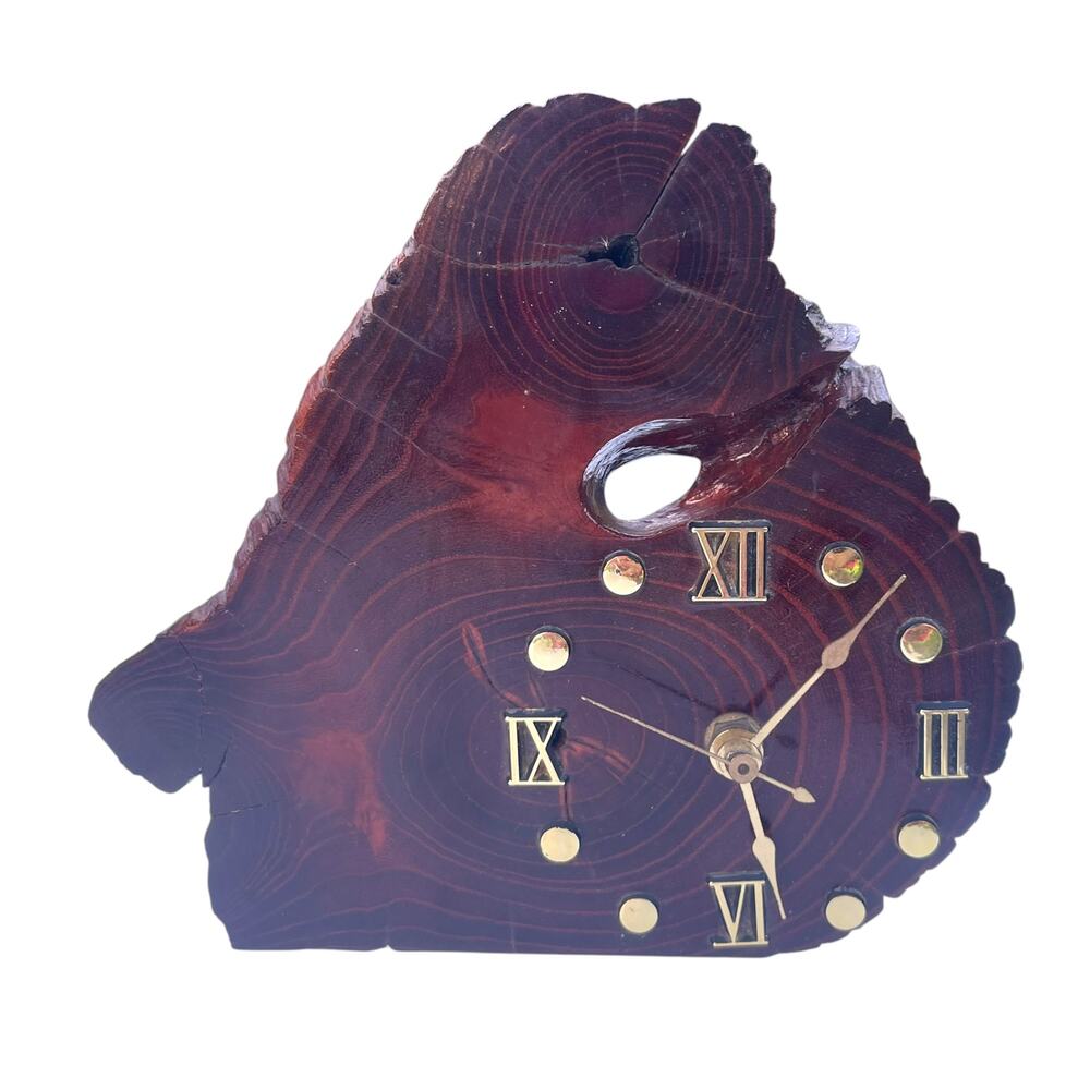 Rustic Wood Slab Quartz Desk Clock Live Edge Mantle Shelf Clock Working